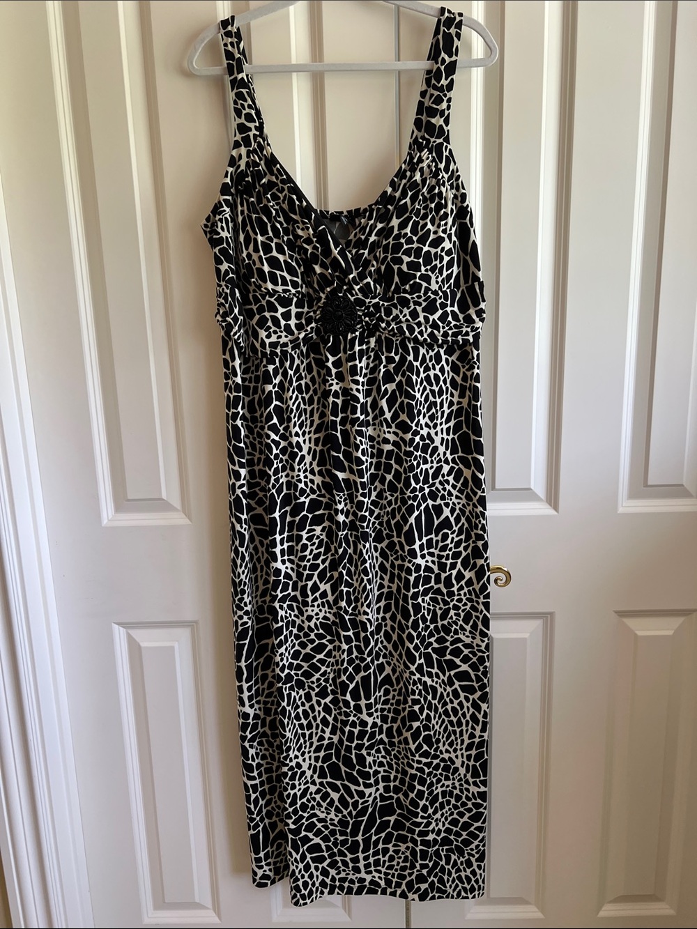 Enfocus Black & White Animal Print Patterned Sleeveless Maxi Dress Size 20W
